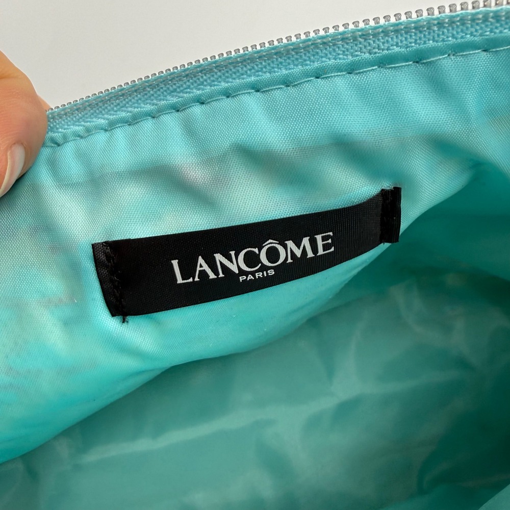 Lancome Paris Woven Straw Makeup Bag OS Teal Multi Chevron Boho Tassel Pouch - Picture 6 of 7